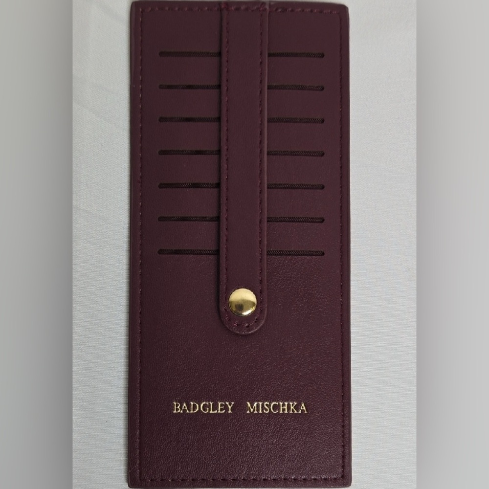 Badgley Mischka Burgundy Card & Key Holder with Gold Hardware
